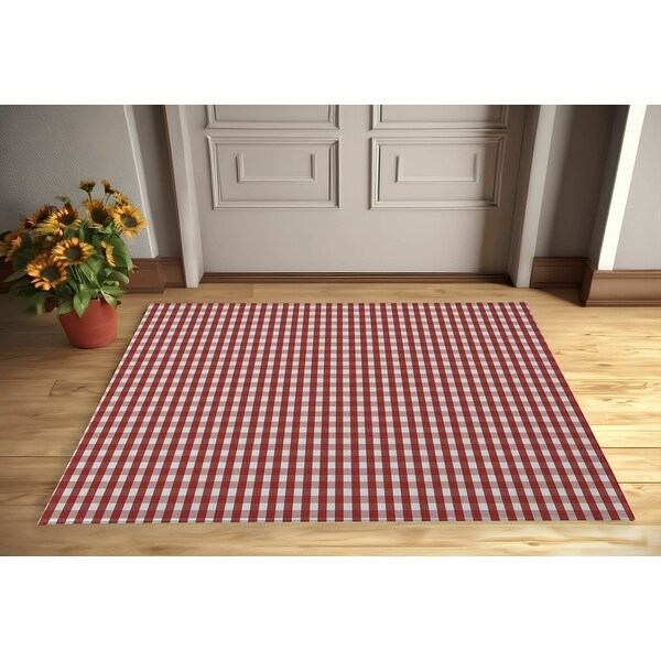 RED GINGHAM DREAM with Rubberized non-slip Backing Indoor|Outdoor